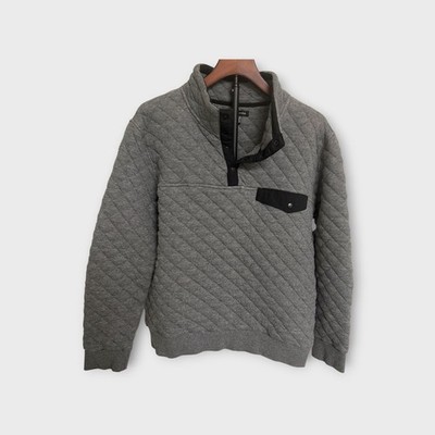 Saks Fifth Avenue Mens Quilted Snap-Button Pullover Sweatshirt