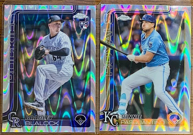 Lote paralelo refractor de ondas de rayos cromadas Topps 2025 (25) - novatos/todas las estrellas Foto 4 de 4