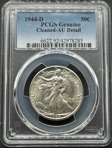 1944-D WALKING LIBERTY SILVER HALF DOLLAR PCGS GENUINE AU DETAIL 04BC26