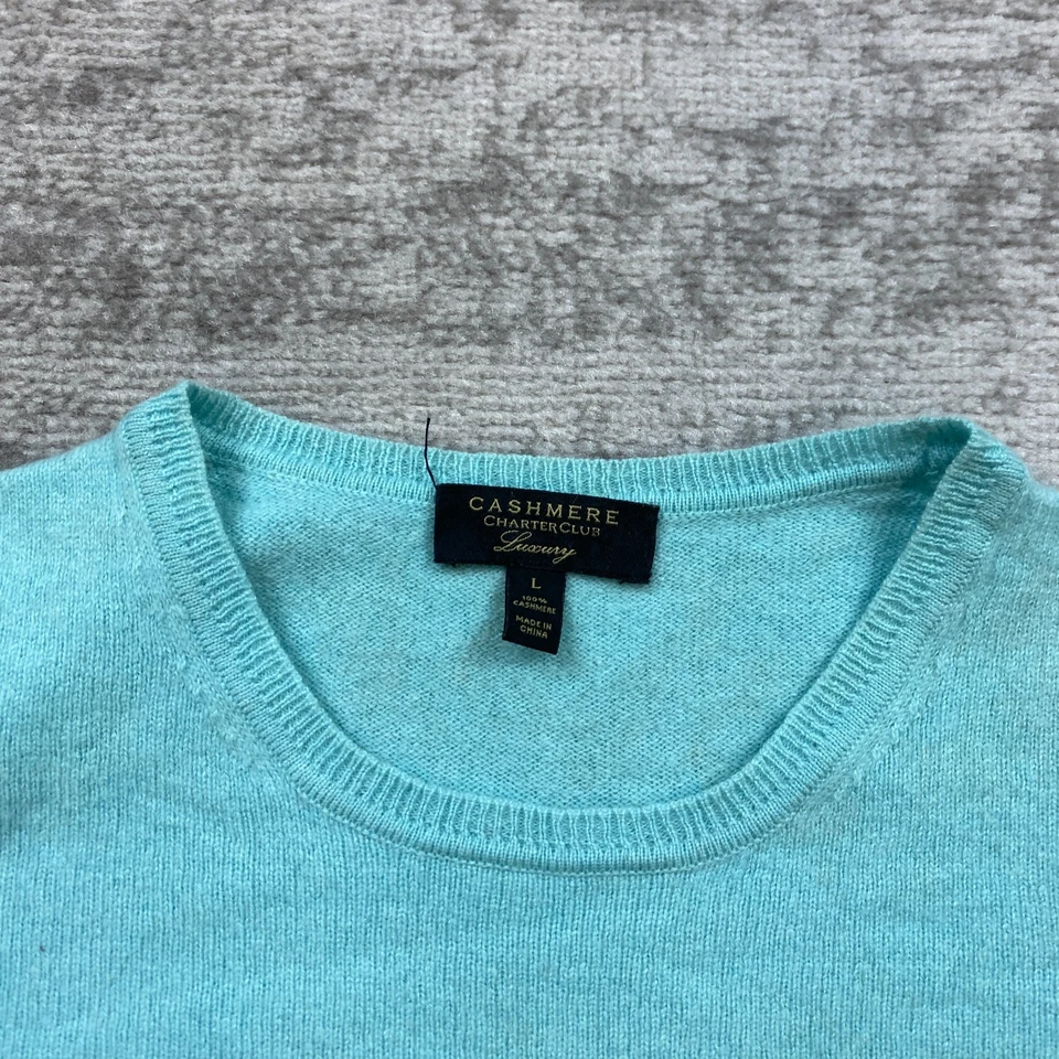 Suéter Charter Club Cashmere Damas Grande Azul Informal Aire Libre Caminata Preparación Mujeres Foto 3 de 4