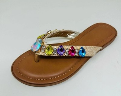 BRAND NEW WITH TAGS Multi Rhinestone Crystal Flip Flops
