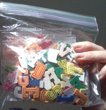 5 packages of foam letters in opened package remnants