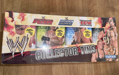 WWE TOPPS CHIPZ Collector Tins Display Box, 12 Tins, NEU VERSIEGELT