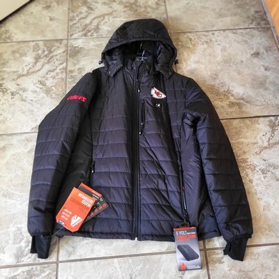 Kansas City Chiefs ActionHeat 5V Men's XL Puffer Battery Heated Jacket Hood NWT