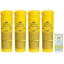 FROG Serene Bromine Cartridges for Hot Tub System with 50 Test Strips - 4 Pack