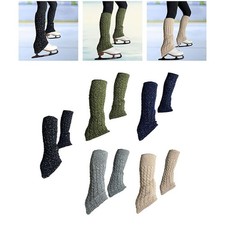 Ice Figure Skating Leg Warmers Knit Long Skating Socks Lightweight Knitting High