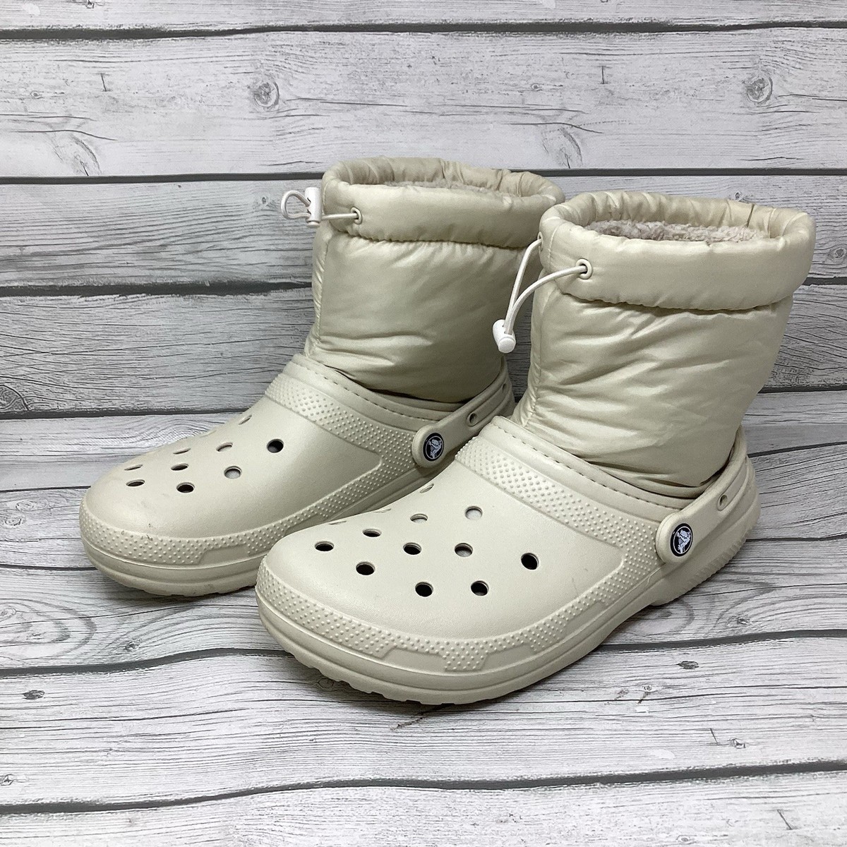 Crocs White Insulated Classic Lined Neo Puff Winter Boots Unisex