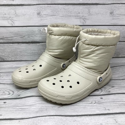 Crocs White Insulated Classic Lined Neo Puff Winter Boots Unisex