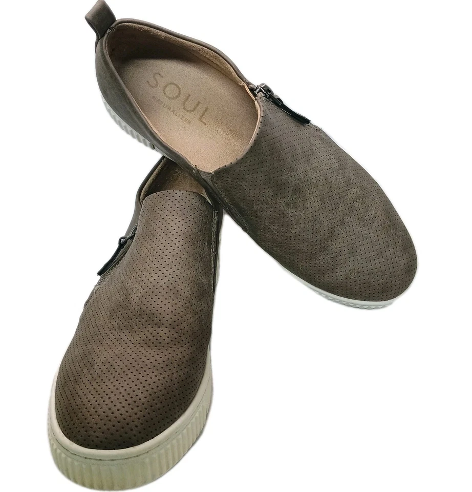 Naturalizer SOUL Turner Women’s 8.5 Tan Taupe Beige Zip Comfort Platform Sneaker - Image 3 of 4