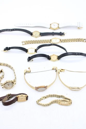 A x10 Vintage Ladies Seiko Gold Tone Quartz Wristwatches Not Tested