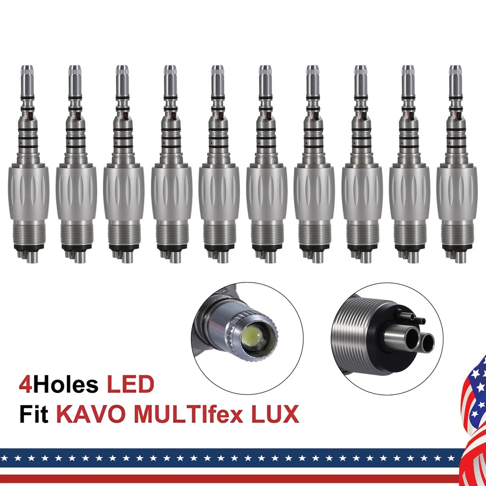 Acoplador rápido LED dental estilo KAVO 10 piezas 4 orificios para pieza de mano de fibra óptica Foto 2 de 4