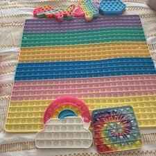Rainbow Silicone Pop It Fidget Tactile Sensory Toy Lot, Ages 4-16 2023 