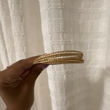 Gold Tone Rope Stackable Bangle Bracelet Set, No Clasp, No Stone
