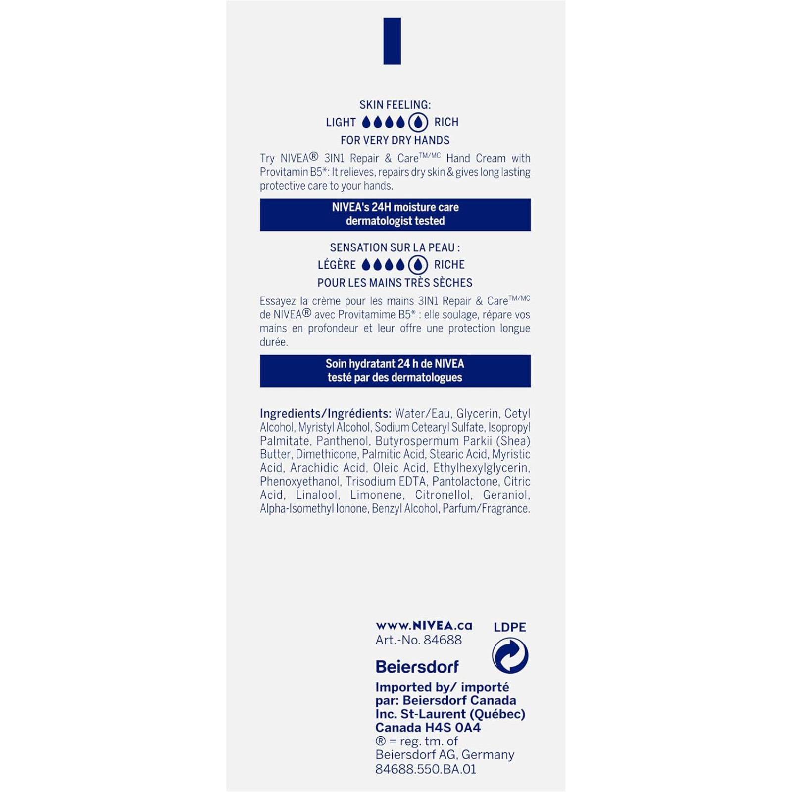 NIVEA 3-in-1 Repair & Care Hand Cream 100ml &ndash; 1 Pack Moisturizing Protection