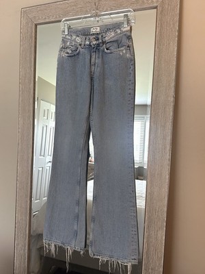 ACNE Studios Women s Boot Cut High Rise Jeans Size 24 00 Light Wash Distressed