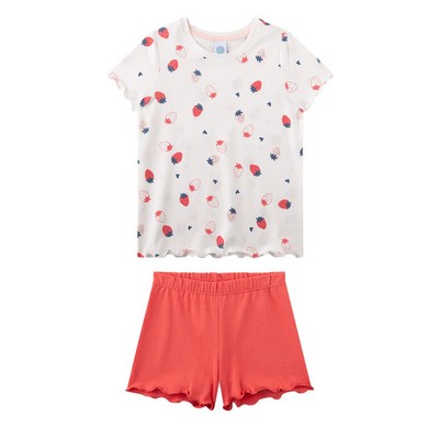 Sanetta Mädchen Schlafanzug, kurz - Kids, Erdbeeren, Pyjama, Single Jersey Ro...