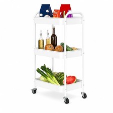 3Tier Rolling Cart Metal Utility Storage Wheels Organizer Bathroom White