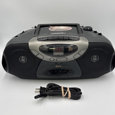 GPX Boombox C989 CD Cassette Player Vintage Black AM/FM Radio Tested Works