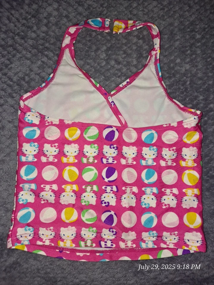 HELLO KITTY Girls' Swimsuit Tankini Top Small 6 6x - Image 2 of 4