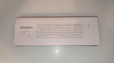 Seenda Wireless Keyboard and Mouse Combo Full Size White Silver with Numpad