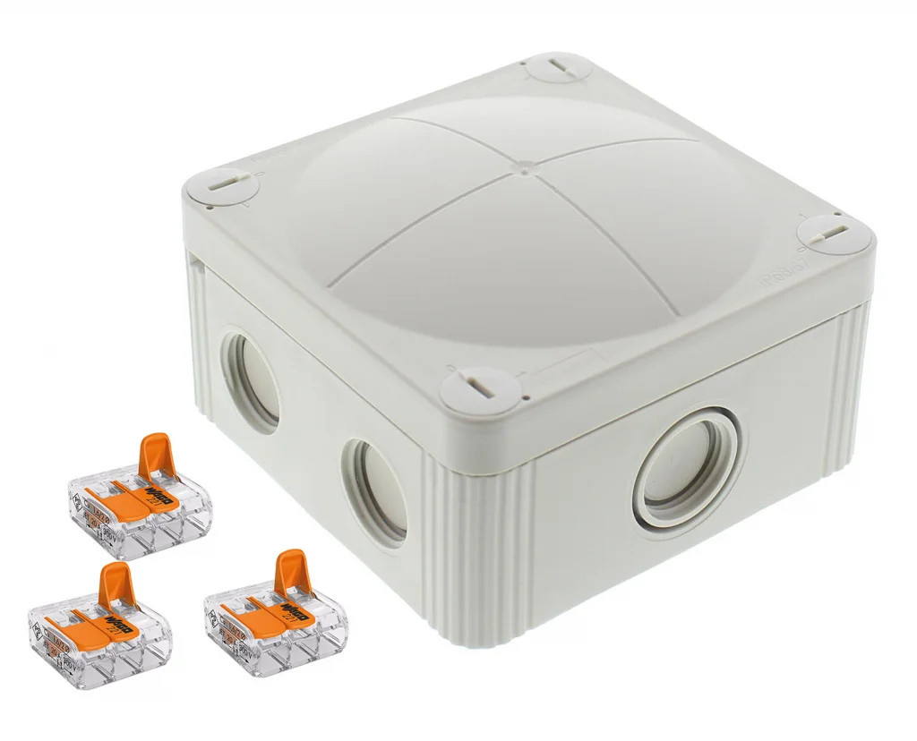 Wiska Combi Junction Box Grey 607 110x110x66mm 3 x Wago 221-613 10110871
