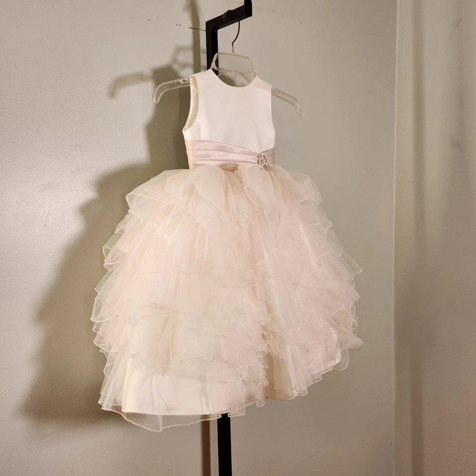 Vestido para niñas JOAN CALABRESE by Mon Cheri con flores con volantes, talla 4 Foto 4 de 4