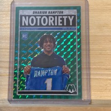 2025 Mosaic Notoriety OMARION HAMPTON #3 Green Mosaic Prizm RC Chargers P2