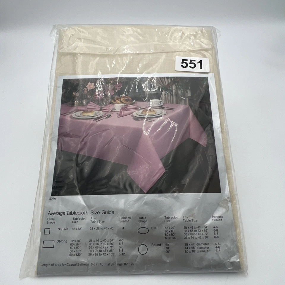 Vintage JC Penney Linen Weave Tablecloth 52 X 70” Pale Camel Beige NOS - Image 4 of 4