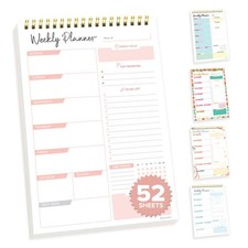 Decorably 52 Sheets Nude Pink Undated Weekly Planner Notepad, 6.5X10in