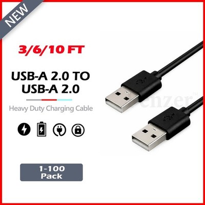 1-100 LOT USB A Male to A Male Cable - High Speed Data Transfer Charger 3,6,10FT