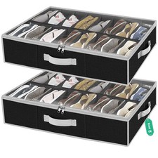 Under the Bed Shoe Storage Organizer for Closet, Extra Large Underbed Shoe Co...