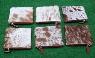 Cowhide Coin Purse Leather Change Pouch Zipper Purse Unisex (6 pieces Coin 9751