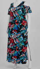 Connected Women's Black Floral-Print Cold-Shoulder Maxi Dress Plus Size 24W