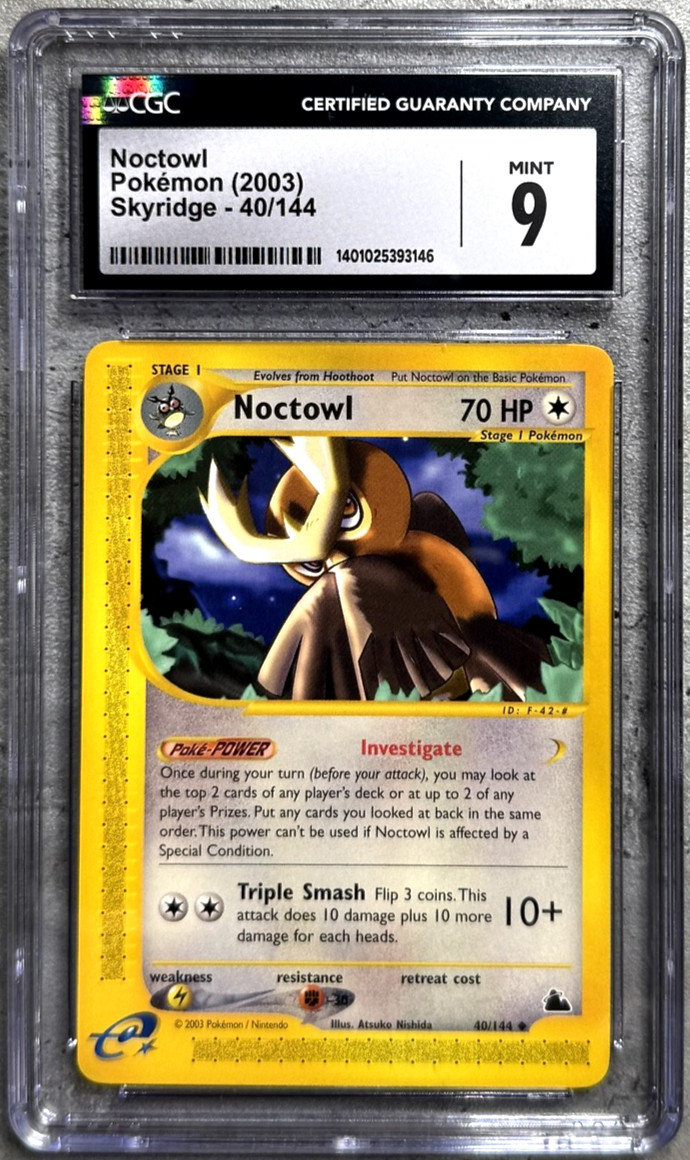 Pokémon Card Noctowl CGC 9 Mint, e-Reader Skyridge 40/144, WOTC 2003 (1)