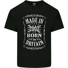 Camiseta de algodón ligero Born In Britain hecha en 18 cumpleaños 2007 para hombre