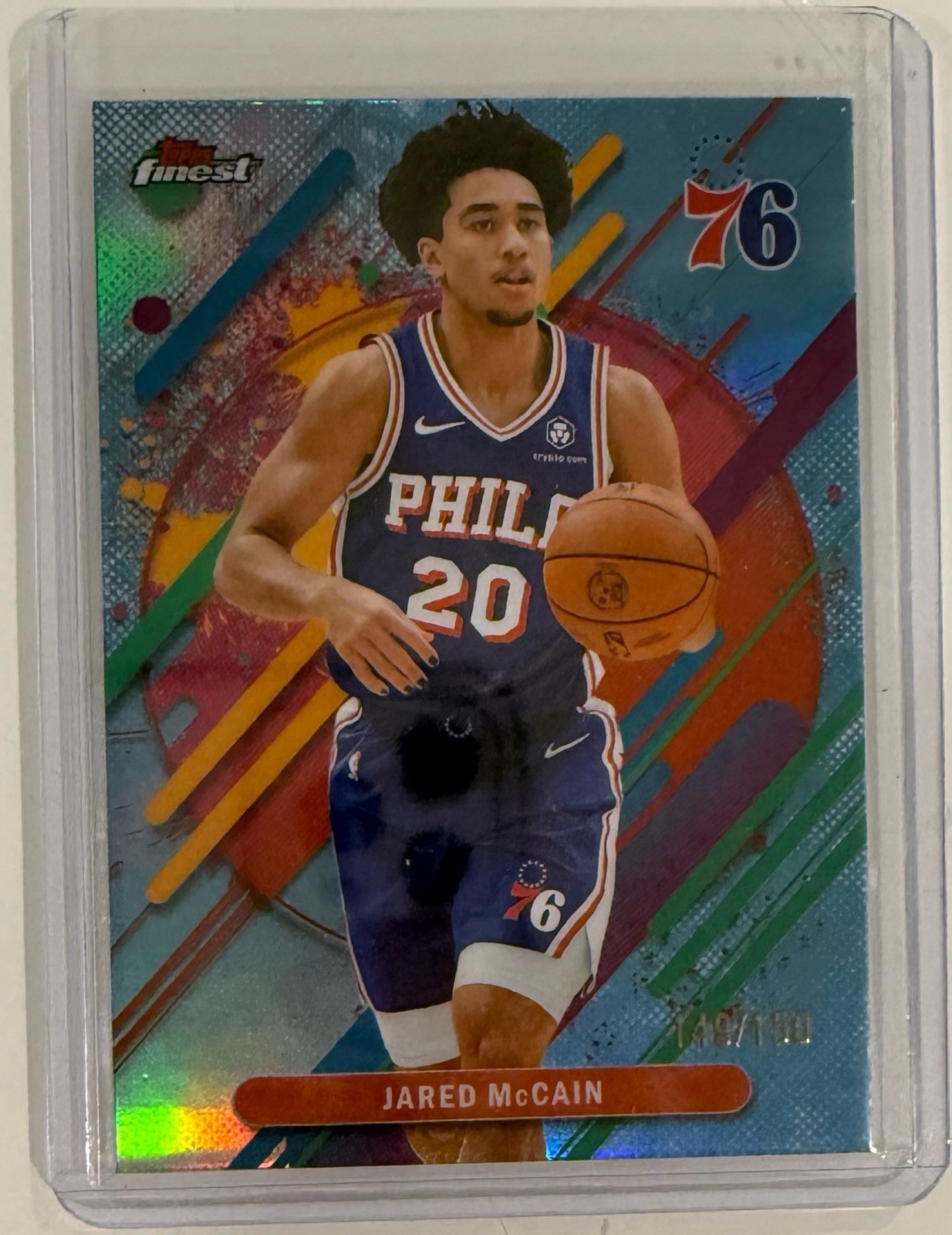 2025-26 Topps Finest Sky Blue /150 Jared McCain #224 Rare 76ers