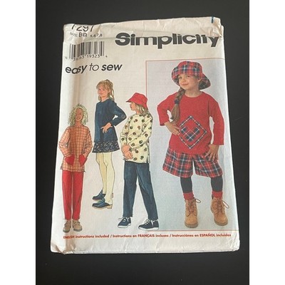 00595 - Simplicity 7297 Children Easy to Sew Top Pants Skirt Hat Pattern Sz 5-8