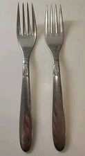 Set Of 2 International Creation I Stainless 7 1/8" Dinner Forks Flatware Vintage