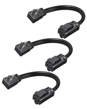 DEWENWILS Heavy Duty 1 Ft Extension Cord with 3-Prong Flat Plug,15A/1875W,Black