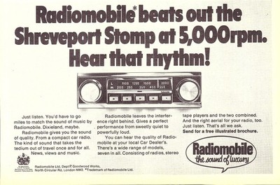 1972 Reklame RADIOMOBILE Taster Autoradio Shreveport Stomp Vintage Printanzeige
