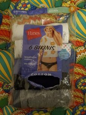 5 Pair Women's Hanes Breathable Cotton Bikinis Size 6 Open Pack WP356