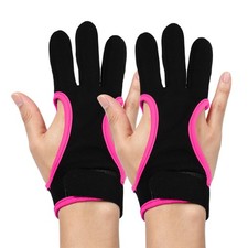 2 Pack Archery Gloves, Hunting Leather 3-Finger Protector(Black Pink, M)