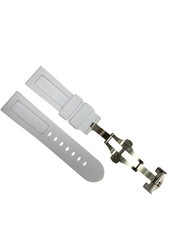 New Watch Band- 24/22mm Rubber Strap WhiteColor for PANERAI w/ Deployment Clasp