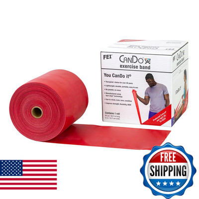 Cando W58512 Low Powder Exercise Band, 50 yd Length, Red, Light