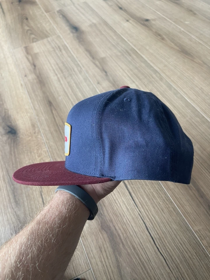 Volcom Stone Cap Mens OSFA Snapback Blue & Burgundy Hat Logo Cotton Blend - Image 2 of 4