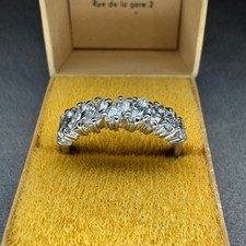 Vintage 18ct White Gold 9 stone Marquise cut Eternity ring size N 0.75ct