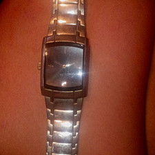 Stainless Steel Rectangle Dress Watch, Black ...