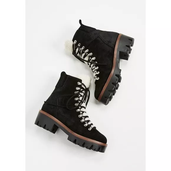 Jeffrey Campbell Culvert Suede Lace Sherpa Boots Sz 8 eBay