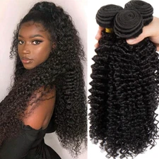 Kinky Curly Wave 3Bundles=300G Brazilian Virgin Human Hair Weave Extension THICK