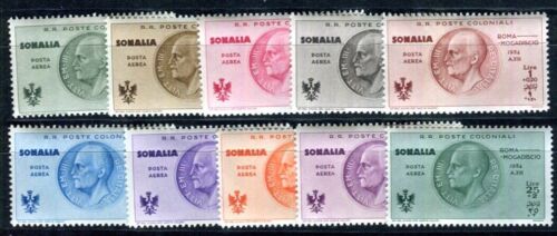KOLONIE WŁOSKIE SOMALIA 1934 209-218 * NIENAGANNY ZESTAW (F5186 - Zdjęcie 1 z 2